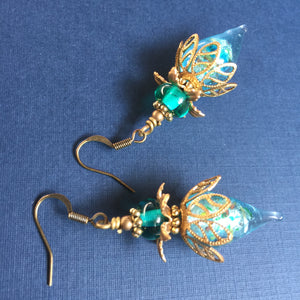 Brass Filigree Topper on Lampwork Drops