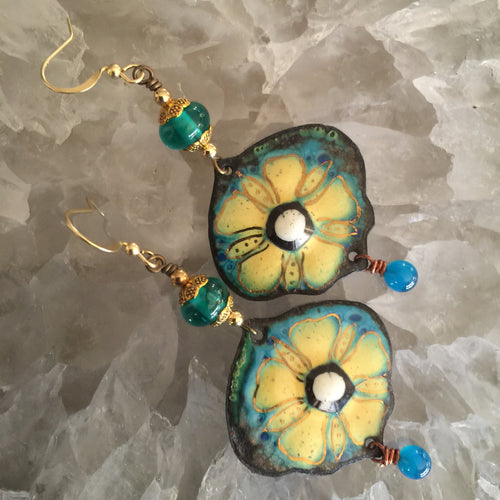 Large Blue and Yellow Enamel