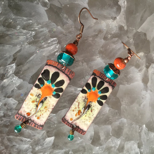 Bold Boho Orange and Teal Enamel