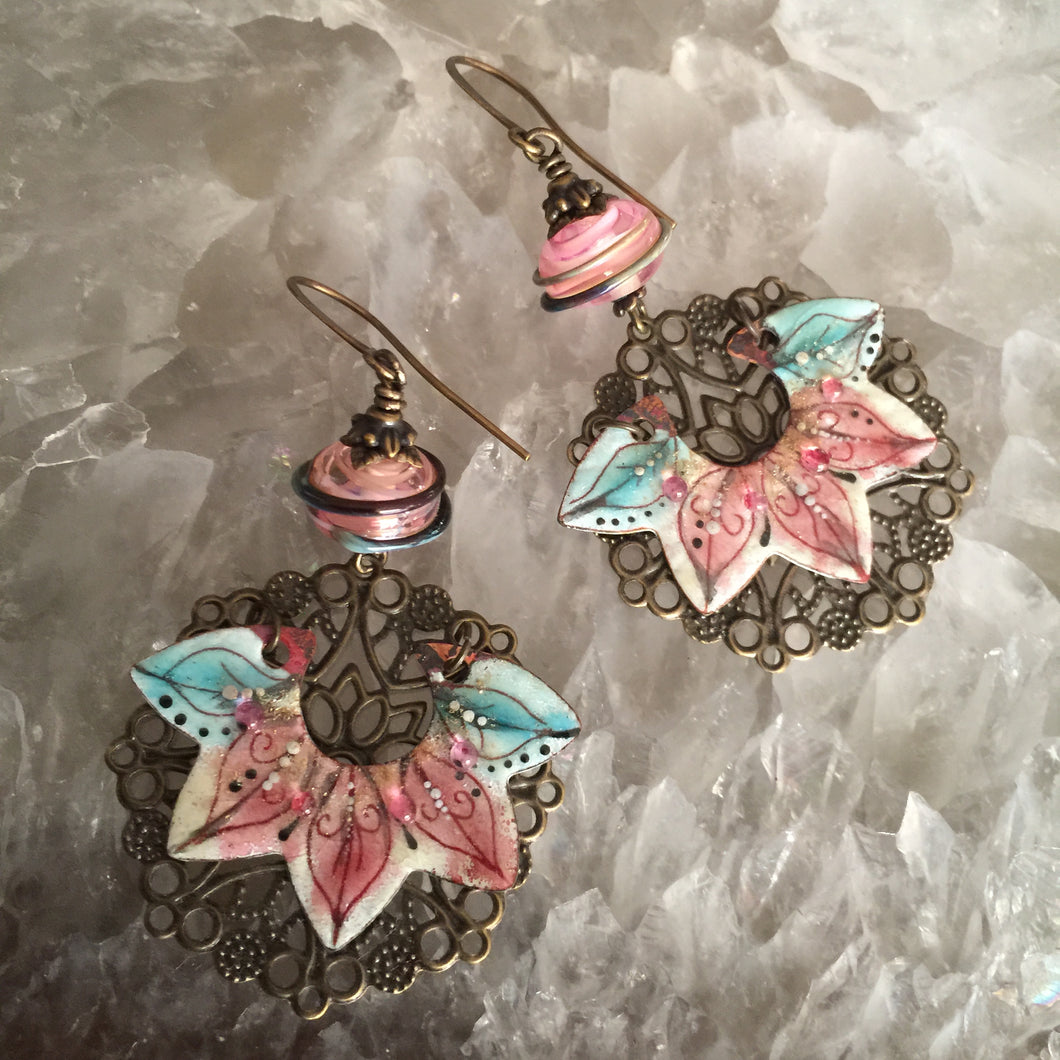 Filigree Layer in Pink and Blue Enamel