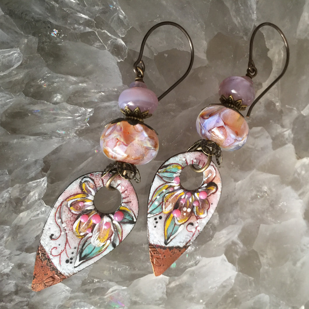 Boho Chic in Pink and Yellow Enamel