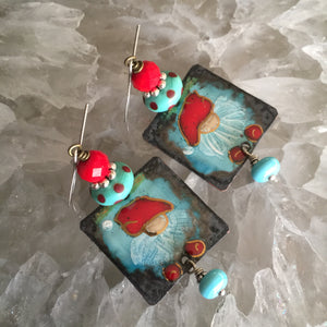 Little Blue Gnomes Enamel Earrings