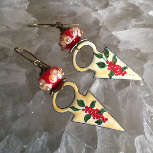 Winterberry Enamel Earrings