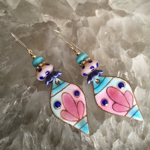 Pink and Blue Enamel with Dotted Bead