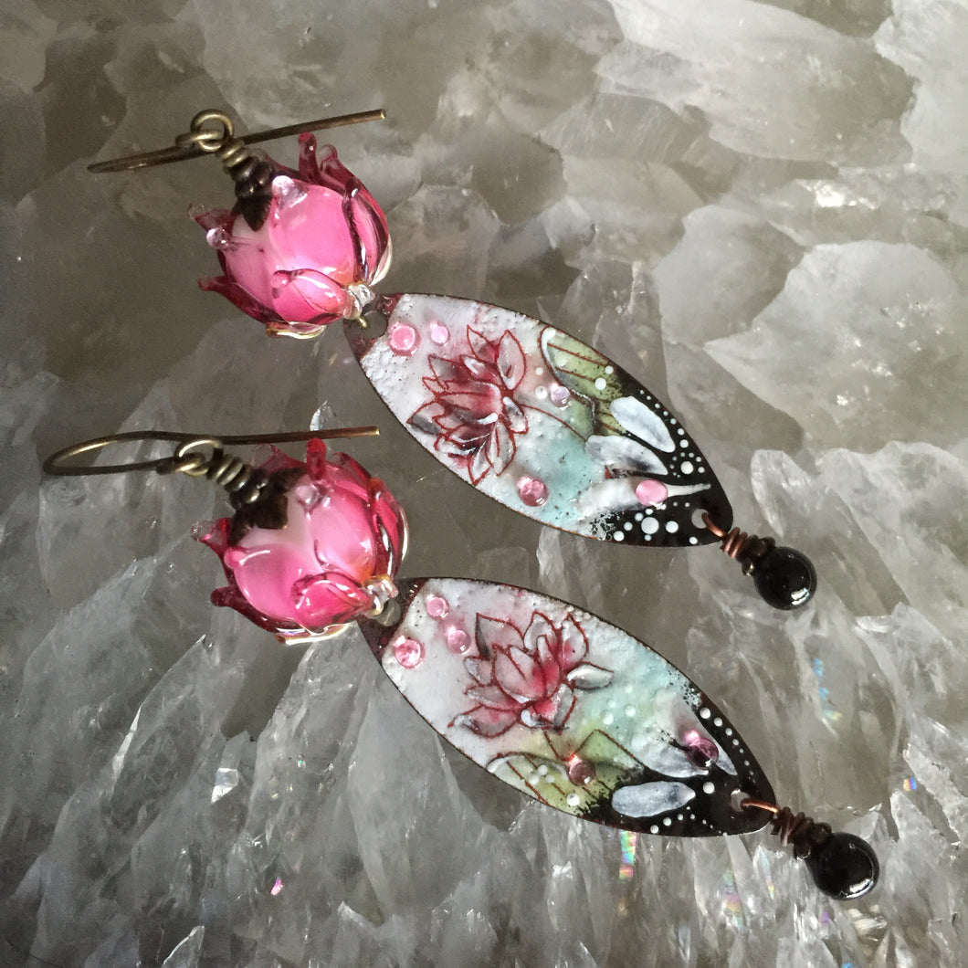 Lotus Pink and Black Enamel