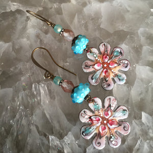 Flower Cutout in Pink and Blue Enamel