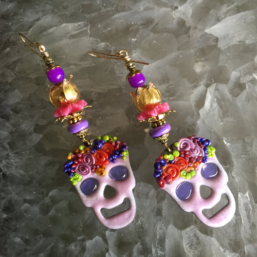 Sugar Skull in Pink Enamel