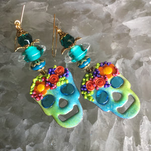 Sugar Skull in Teal Enamel