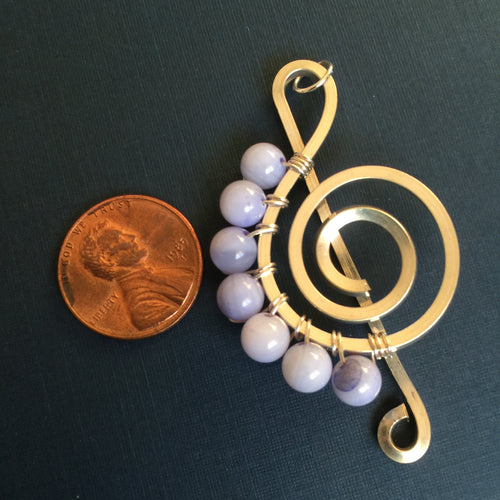 Pale Blue Stone Beads Music Necklace