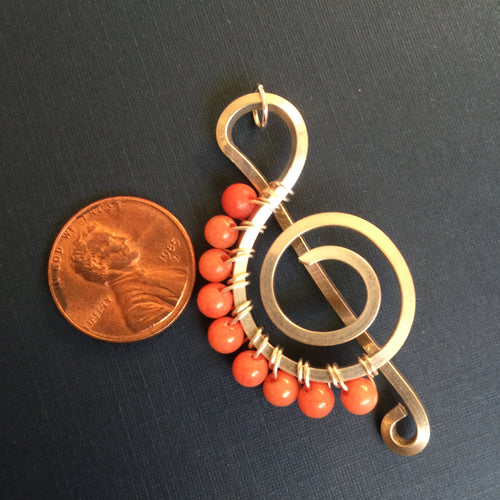 Orange Stone Beads Music Necklace