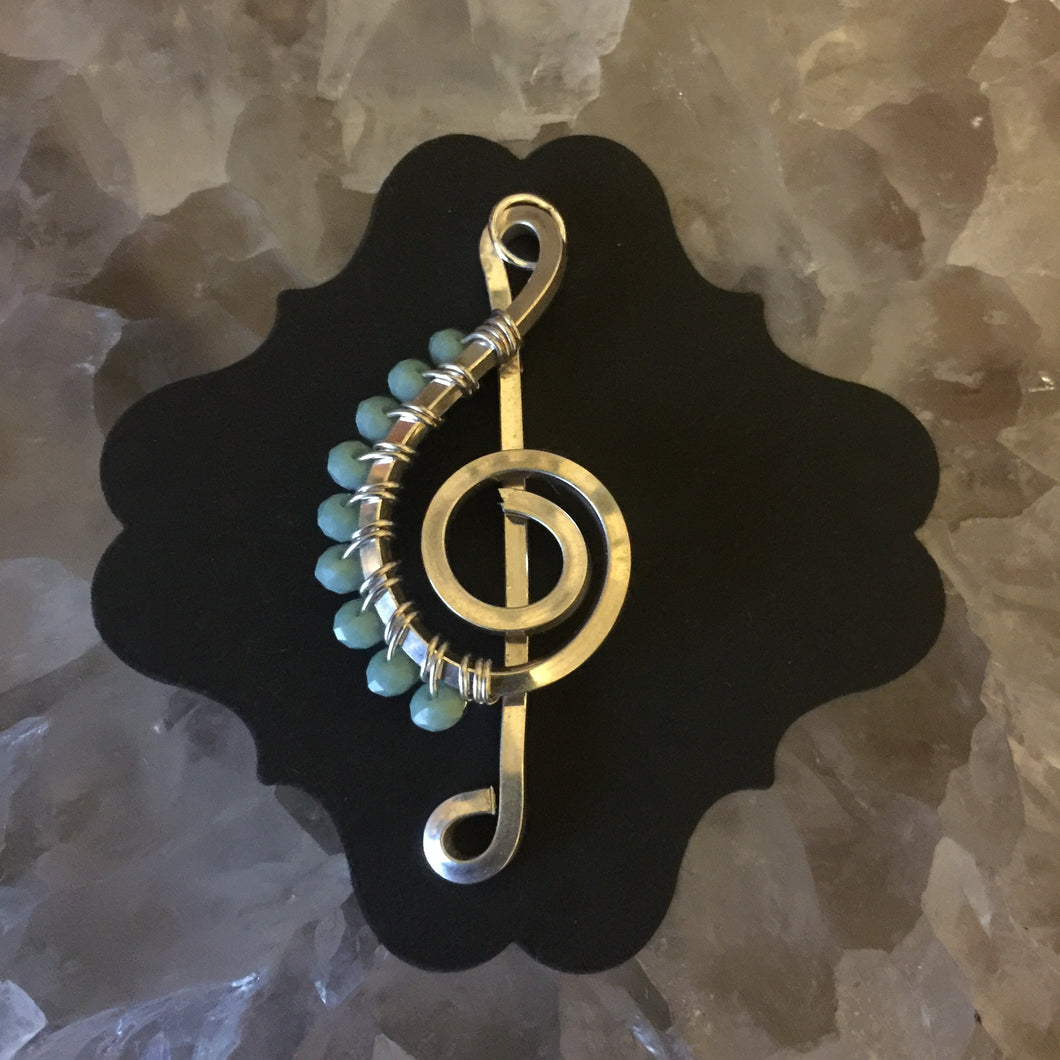 Pale Blue Faceted 2 Music Necklace