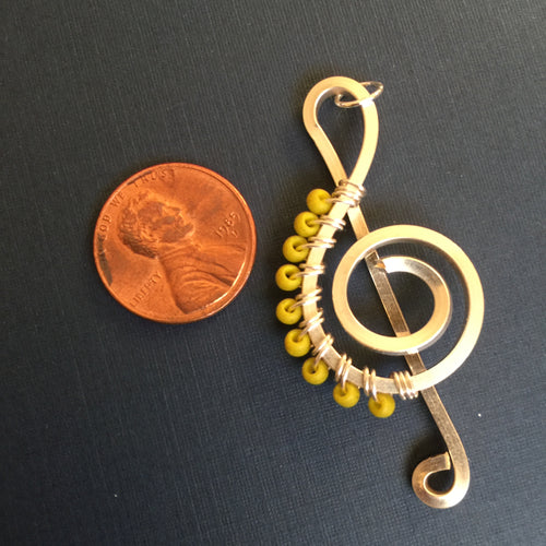 Lime Green Seed Beads Music Necklace