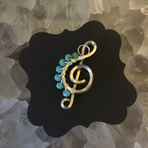 Small Teal Faceted Beads Music Necklace