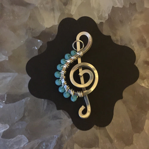 Medium Teal Faceted Beads Music Necklace