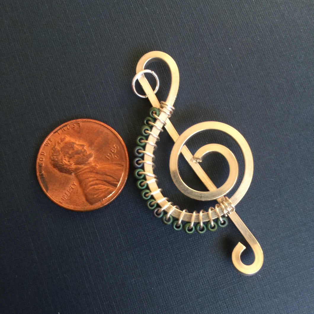 Soft Dark Green Seed Beads Music Necklace